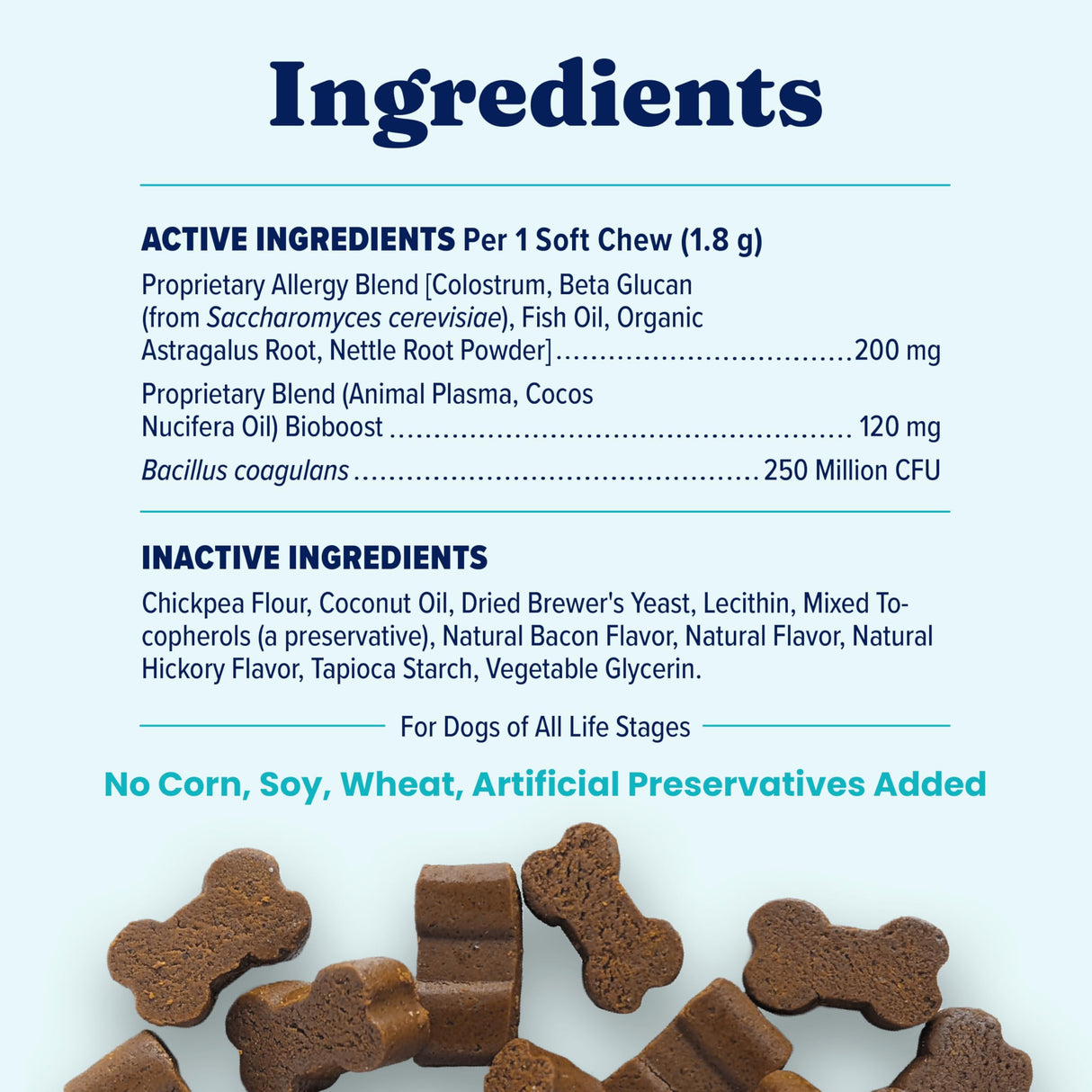 Solid Gold Dog Allergy Relief Chews - Dog Itching Skin Relief & Seasonal Allergies Support - Alaskan Salmon Oil for Dogs Skin, Coat & Immune Support - Bacon Flavor Soft Allergy Chews for Dogs -120ct