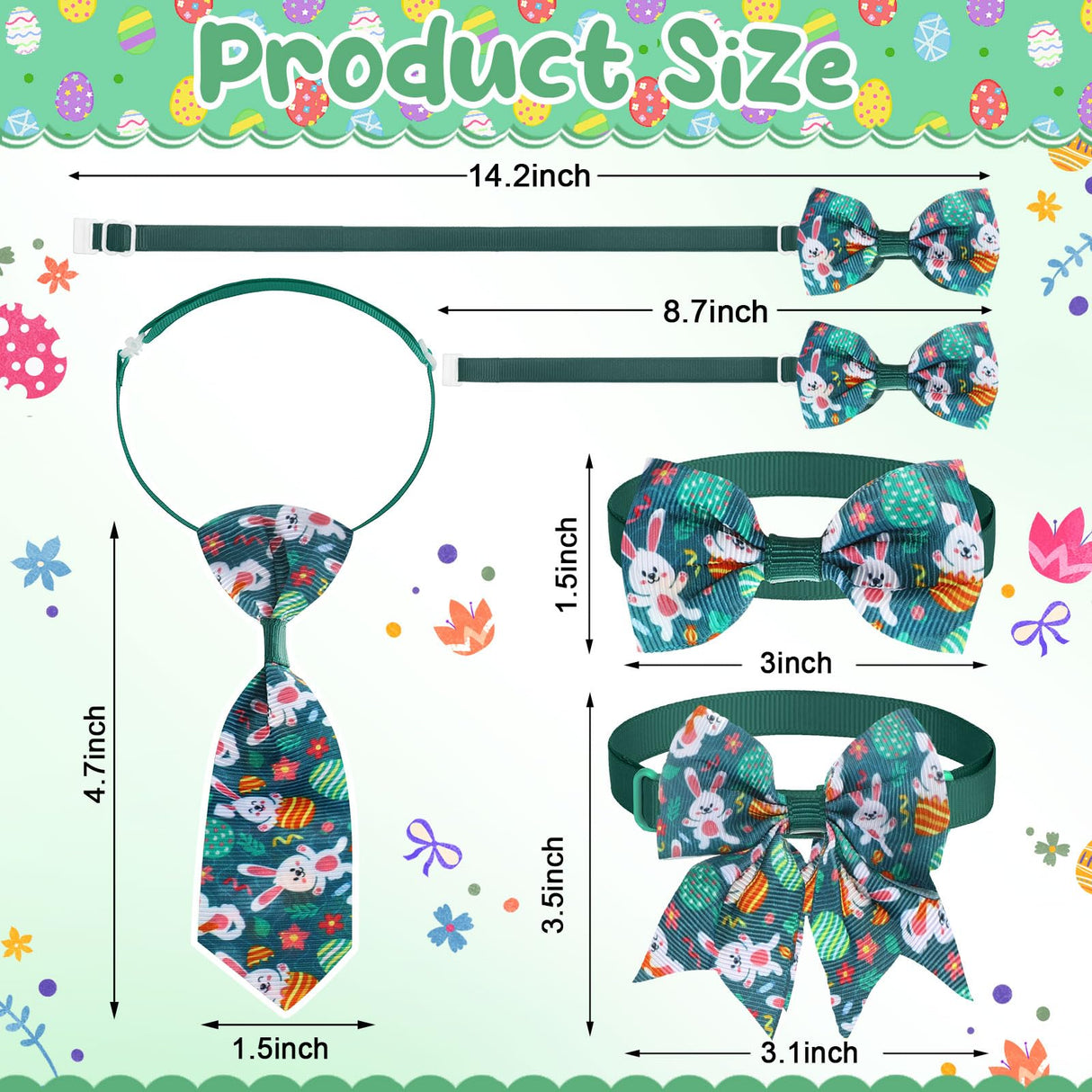 Aliceset 240 Pcs Easter Dog Bows Tie Collar Bulk Spring Adjustable Flower Pet Neckties for Dog Cat Grooming Accessories and Pet Festival Holiday Party