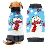 DOGGYZSTYLE Pet Christmas Dog Sweaters Cute Animal Snowman Printed Puppy Xmas Costumes Winter Warm Turtleneck Jumpers Puppy Knitted Clothes Cat Outfits (XXL, Blue Snowman)