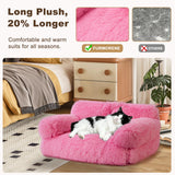 FURMORENE Large Cat Beds for Indoor Cats, Dog Couch Bed, Cute Cat Couch Sofas for Less 20lbs Kitten Puppy, Small Dog Sofas & Chairs with Removable Washable Cover, Soft Warm Pet Furniture, Plush Pink
