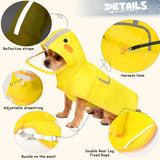 Scheppend Dog Raincoat,Adjustable Waterproof Cloak Pet Hooded Raincoat Jacket,Cute Yellow Duck Poncho for Pet,M