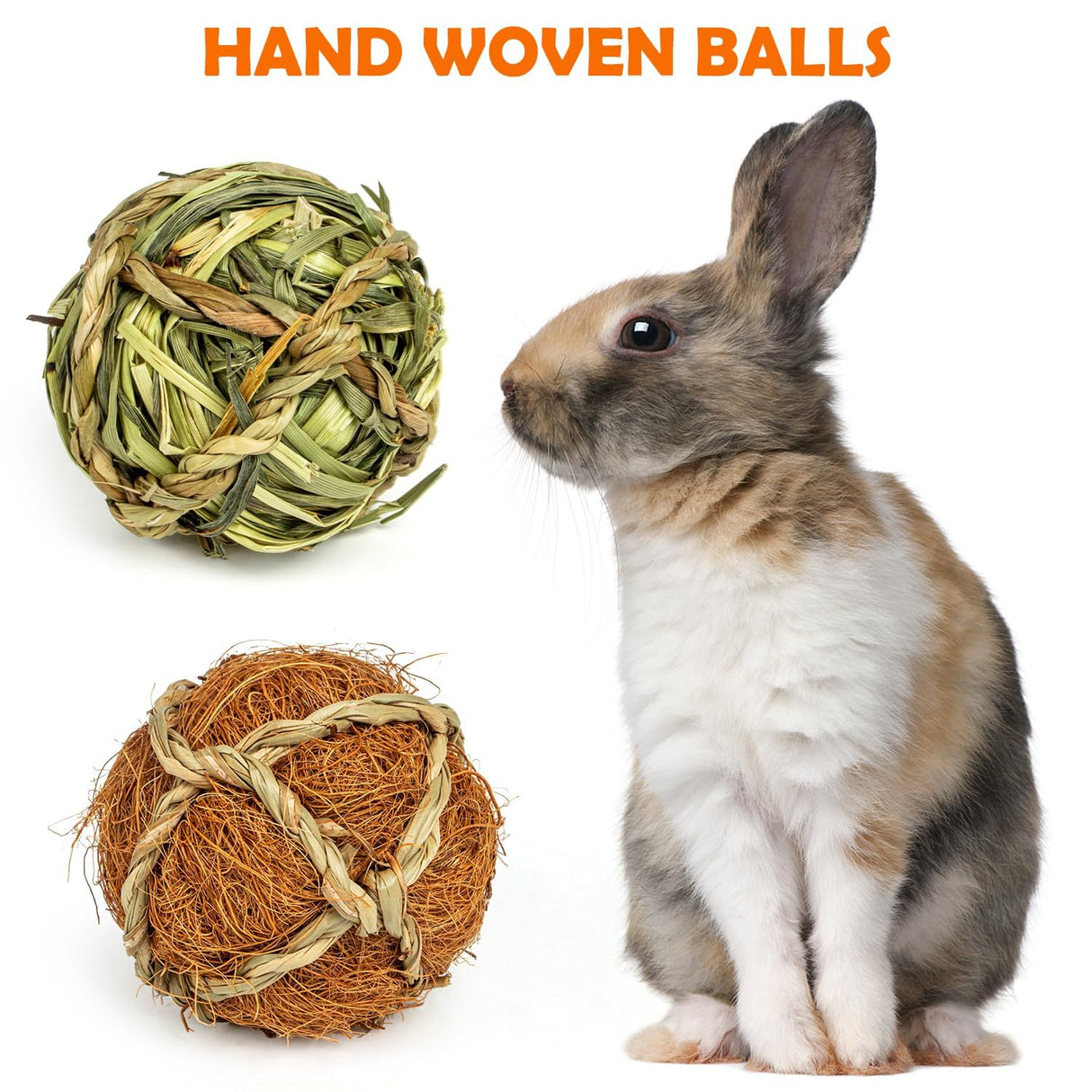 Sofier Rabbit & Guinea Pig Toys 16 Pcs Chew Grass Balls Natural Chews for Rodents - Handmade Enrichment Treats for Chinchillas, Guinea Pigs