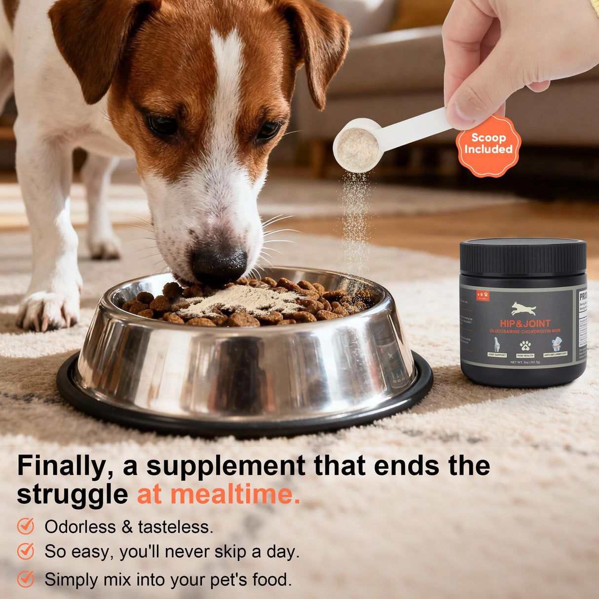 GAIAKINGCO Hip and Joint Supplement Powder for Dogs Glucosamine for Dogs, Dog Arthritis Vitamins for Hip and Joint Pain Relief Contains Glucosamine Chondroitin MSM Vitamin E for All Breeds and Sizes