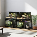 ZZJIHAI 120 Gallon Fish Tank Stand with Power Outlets, Heavy Duty Large Aquarium Stand with Light, Double Reptile Tank Turtle Terrariums Table for Fish Tank Accessories Storage,1100LBS Capacity