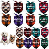 Patelai 16 Pcs 2 Size Adopt Me Dog Bandanas Bulk Plaid Reversible Triangle Bibs Printing Pet Scarf Bibs Adoption Event Celebration Accessories for Christmas Small Medium Large Shelter Animals