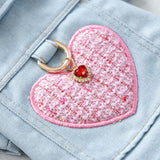 Love Hearts Dog Denim Jacket Clothes Pet Outfits Vest Jean Princess Puppy Jumpsuit Doggy Costume (Blue & Pink, X-Small)