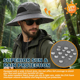 EINSKEY Men's Waterproof Sun Hat, Outdoor Sun Protection Bucket Safari Cap For Safari Fishing Hunting Dark Gray One Size