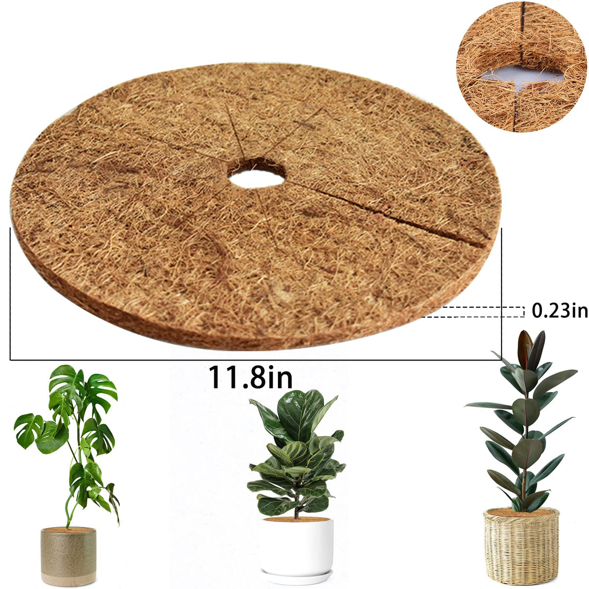 ZeeDix 20 Pcs Coconut Fibers Mulch Ring Tree Protector Mat- 11.8'' Plant Cover Mulch Mat Weed Mats Coco Coir Mulch Ring for Indoor Outdoor Trees, Disc Plant Cover, Flower Pot, Tree Plant Ring Mats