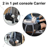 Small Dogs Under 12 lbs Adjustable Portable Center Console Car Seat, Built-in Bubble wrap, Fits Most Cars & SUVs with Convenient Handbag Functionality, Stylish Travel Pet Bag (Black)