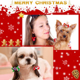 Weewooday 90 Pcs Christmas Dog Hair Bows Xmas Grooming Dog Hair Accessories Bows with Rubber Bands Pet Topknot for Xmas Party Decor Pet Gift