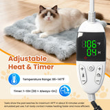 Littlo Kozytail Cat Heating Pad, Pet Heating Pad with Smart Thermostat, 12 Temp Levels & 0-12H Timer, Plush Fleece Cover with Zipper, Waterproof & Chew Resistant, 18x18in for Cats and Small Dogs
