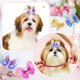 Wavwavw 52 Pieces Bulk Easter Dog Hair Bows with Rubber Bands Easter Dog Grooming Pastel Bows Egg Bunny Chicken Design Pet Accessories for Holiday Party Cute Pet Puppy Cat Hair Accessories
