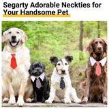 Segarty Neck Tie for Dogs, 6 Pack Adjustable Cute Pet Ties Collars Grooming Accessories Formal Wedding Costume for Medium Large Dogs, Black Red Star Dog Necktie Set Birthday Holiday Party (XL)