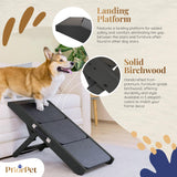 Dog ramp for Couch – Non-Slip, Sturdy Build Foldable Dog ramp – Supports up to 200lbs – Adjustable 7'' to 20'' – Landing Platform Seamlessly Connects – Birchwood Pet Ramp for Small Dogs –Black