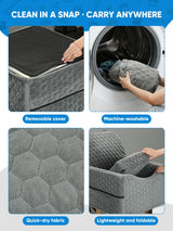 Sniffury Dog Car Seat for Small/Medium Pets, Adjustable Booster Seat with Safety Leash, Washable Cover & Storage Pockets (Up to 35 lbs, Gray)