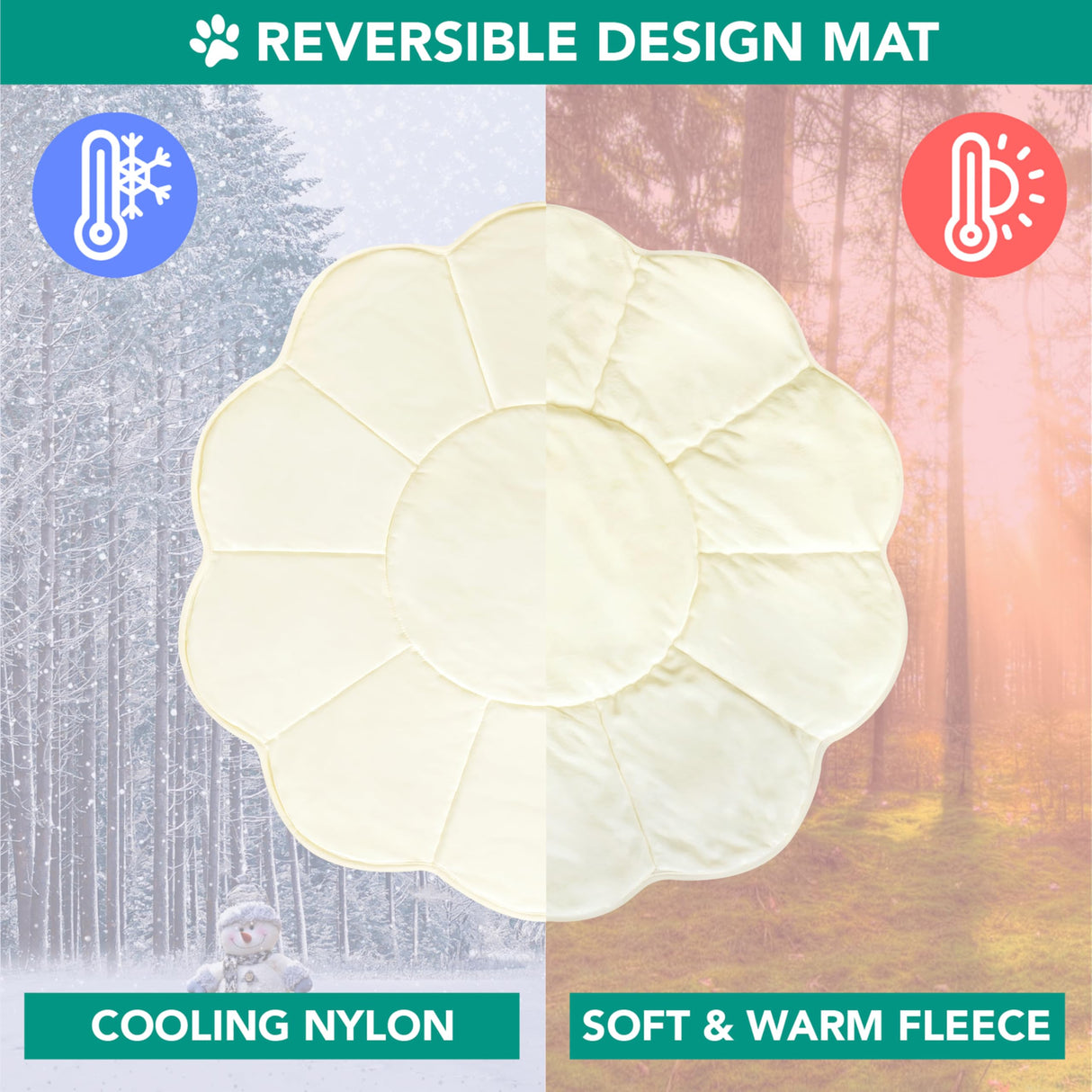 PetAmi Dog Cooling Mat, Flower Shape, Reversible Cooling Nylon Blanket Soft Fleece Pet Pad for Dogs Cats, Summer All Season Use Q-Max>0.3, Medium 44x44 in, Beige