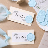 UNIQOOO Wax Seal Stickers - Eucalyptus Wedding Invitation Envelope Seal Stickers, 50 Pcs Self- Adhesive Light Blue Stickers, Perfect for Invitation, Christmas, Gift Wrapping
