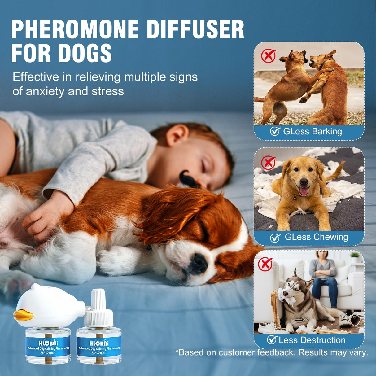 Dog Calming Diffuser – 2-Pack Dog Pheromone Calming Diffuser Kit for Stress, Anxiety, Barking & Destructive Behavior Relief, Perfect for Separation Anxiety & Aggression (Blue, 2 Count (Pack of 1))