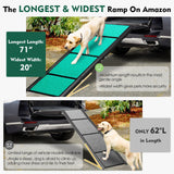 Max Length 71" & Width 20" Dog Car Ramp for Large Dogs Up to 250lbs, Foldable & Non-Slip Surface Ideal for Cars, SUVs, Trucks and Outdoor Steps, Upgraded Lighter Weight, Extra Wide Pet Stairs Ramp