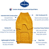 Blueberry Pet Dog Sweater - Mustard Yellow Fuzzy Knit Turtle-Neck Christmas Style, Puppy Clothes & Pajamas, Sweater Vest for Small Dogs, Accessories, 10" Back Length