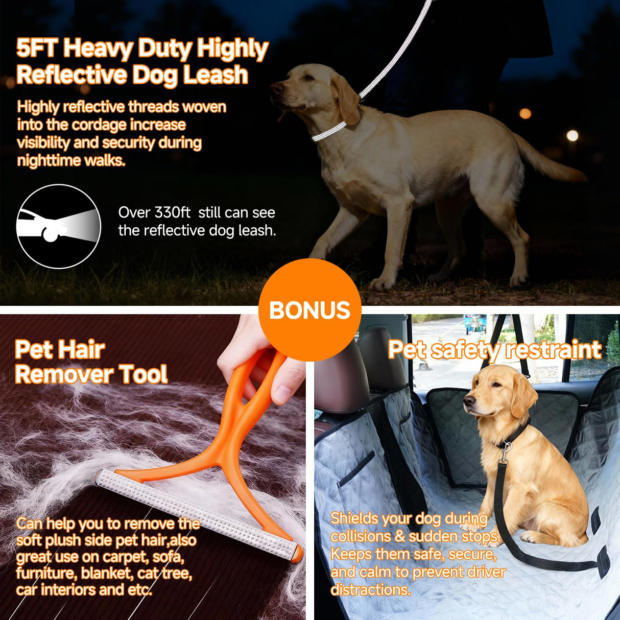 PETTALK Deluxe Double Side Dog Car Seat Cover Back Seat, Waterproof Seat Cover Hammock, Reversible,Heavy Duty,Anti Scratch,Durable Soft Pet Large Dog Cover Protector for Cars SUVs Trucks,ECO-Friendly