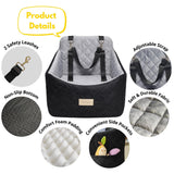 Dog Car Seat for Small/Medium Dogs up to 35 lbs, Memory Foam Booster Seat with Washable Cover, Storage Pockets & Safety Belts, Travel Pet Bed for Front & Back Seat