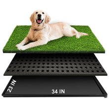 Load image into Gallery viewer, Dog Grass Pad with Tray, 34''X23'' Large Artificial Turf Grass Potty, Reusable Puppy Pee Pads for Dogs, Portable Dog Litter Box for Indoor/Outdoor Potty Training Toilet
