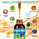 Woyamay 4-IN-1 Flea and Tick Prevention Drops for Dogs and Cats, Natural Cat & Dog Flea and Tick Treatment, Supports Flea Defense, Gut Health, Skin & Coat Nourishment, and Immune Support, Bacon Flavor