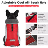 Petglad Dog Coat, Waterproof Ripstop Dog Winter Jacket with Leash Hole, Reflective Adjustable Warm Pet Fleece Snow Sweater for Small Medium Large Dogs - Red, XL