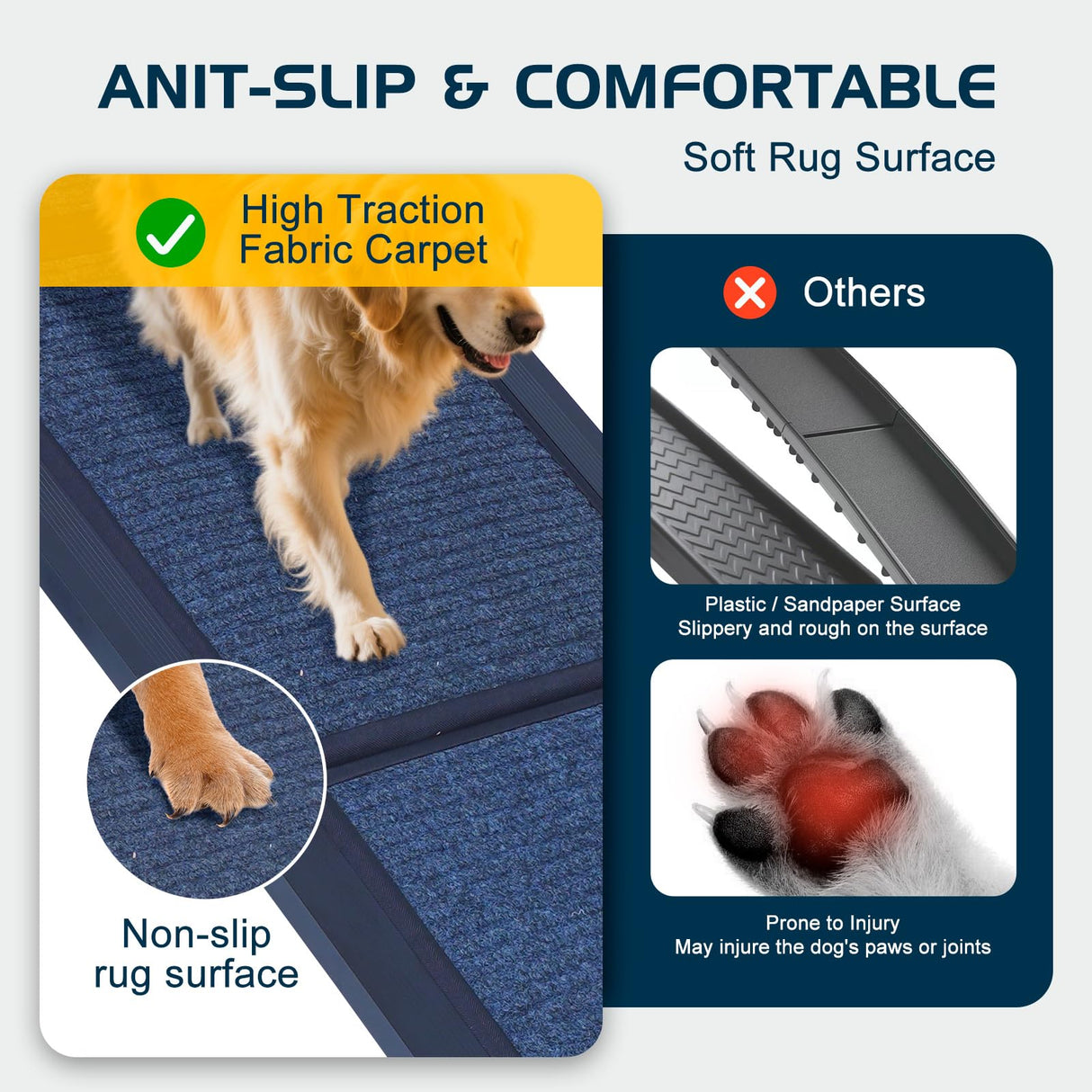 Docred Dog Ramp for Car, 67" L x 19.7" W Dog Ramps for Large Dogs, Extra Wide Pet Ramp with Non-Slip Surface for Medium & Large Dogs to Get in Car, SUV & Truck, Supports Up to 250 Lbs