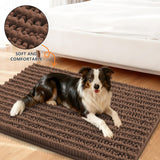 Smiry Dog Door Mat for Muddy Paws 30x20, Extra Soft Absorbent Chenille Doormat, Trap Moisture and Dirt, Non-Slip Machine Washable Front Door Mat for Indoor Entrance Inside Floor, Mocha