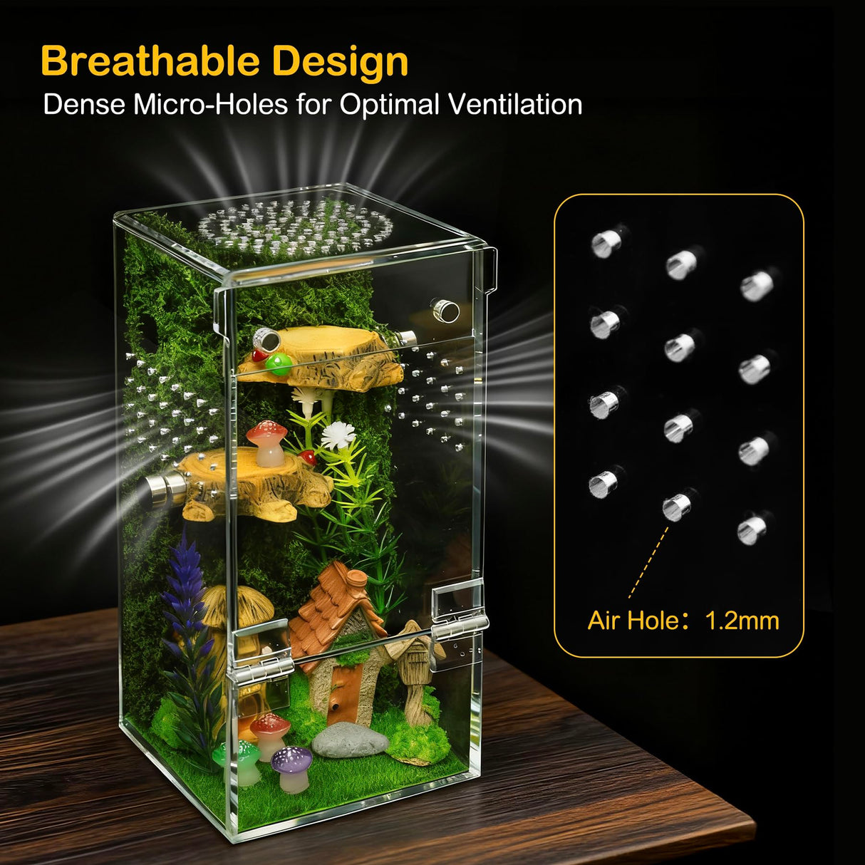 Clioran Jumping Spider Enclosure Kit,Escape Proof Reptile Tank,Praying Mantis Terrariums,Transparent Acrylic Complete Bug Habitat,Arboreal Tarantula Cribs Cage,Insect Starter Container,Critter Keeper