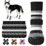 KOOLTAIL Anti Slip Dog Socks to Prevent Licking Paws and Slipping, Extra-Thick Grip Pet Boots & Paw Protectors, Winter Warm Puppy Shoes Booties for Hardwood Floors Small Medium Large Senior Dogs,XL