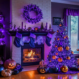 JMEXSUSS 100 LED Purple Lights for Halloween, 8 Modes Purple String Lights Indoor, 33ft Purple Christmas Lights Outdoor Waterproof for Christmas, Fireplace, Party, Tree, Garden
