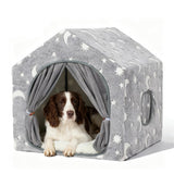 Pelemee Indoor Dog House, Night-Luminous Star Dog Tent with Frame, Washable Dog Cave Bed, Suitable for 18-40 lb Small and Medium Dog