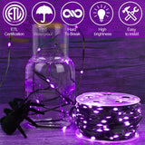 WATERGLIDE Extra Long 328 FT Halloween Lights, 1000 LED Outdoor Fairy String Lights, Green PVC Copper Wire Christmas Lights, Plug in 8 Modes & Waterproof for Tree Party Home Yard Decor, Purple