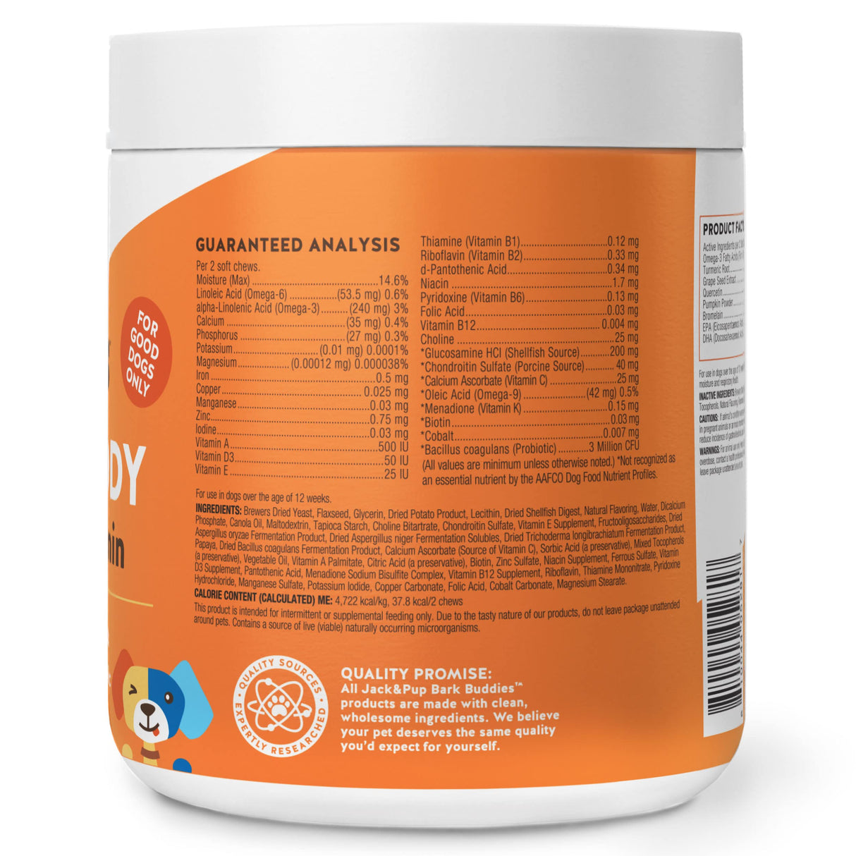 Jack&Pup Dog Vitamins and Supplements Multivitamins for Dogs - Bark Buddies Multi-Buddy Dog Multivitamins Chewable Soft Chews Puppy Vitamins and Supplements - (60ct)