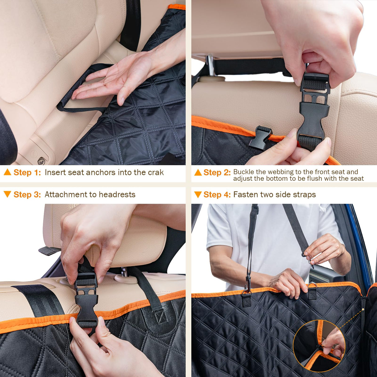 Pecute Dog Car Seat Cover for Back Seat, Back Seat Extender for Dogs 52 * 24.4in, Foldable in The Car, Hard PVC Panels Bottom Support to 330 lbs, for Cars/Mid-Size SUV/Small Truck