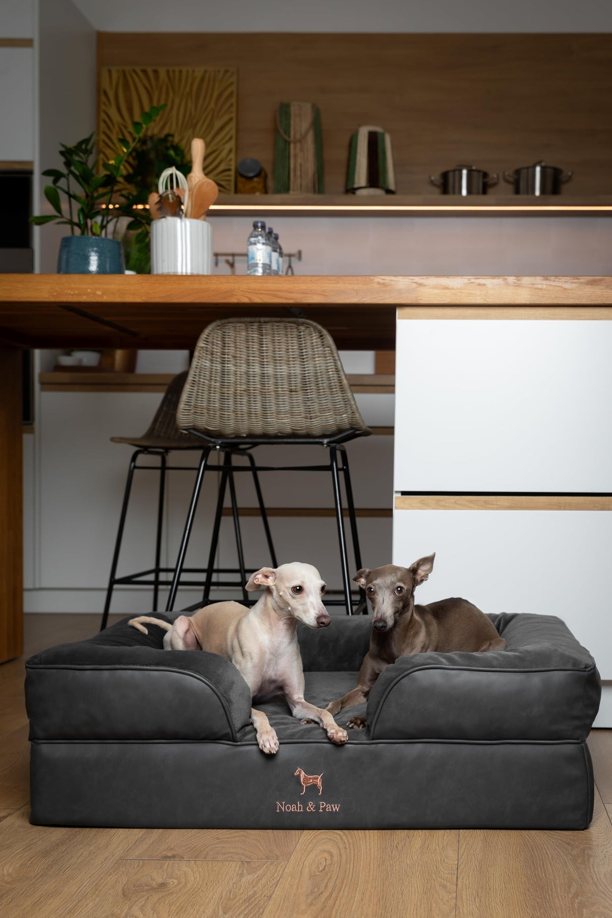 NOAH & PAW Large Dog Bed, 35x25x11 Inch, Orthopedic Dog Beds, Eggshell Memory Foam Infused with Cooling Gel, Inner Cover, Waterproof, Machine Washable (Faux Leather Sofa Collection)
