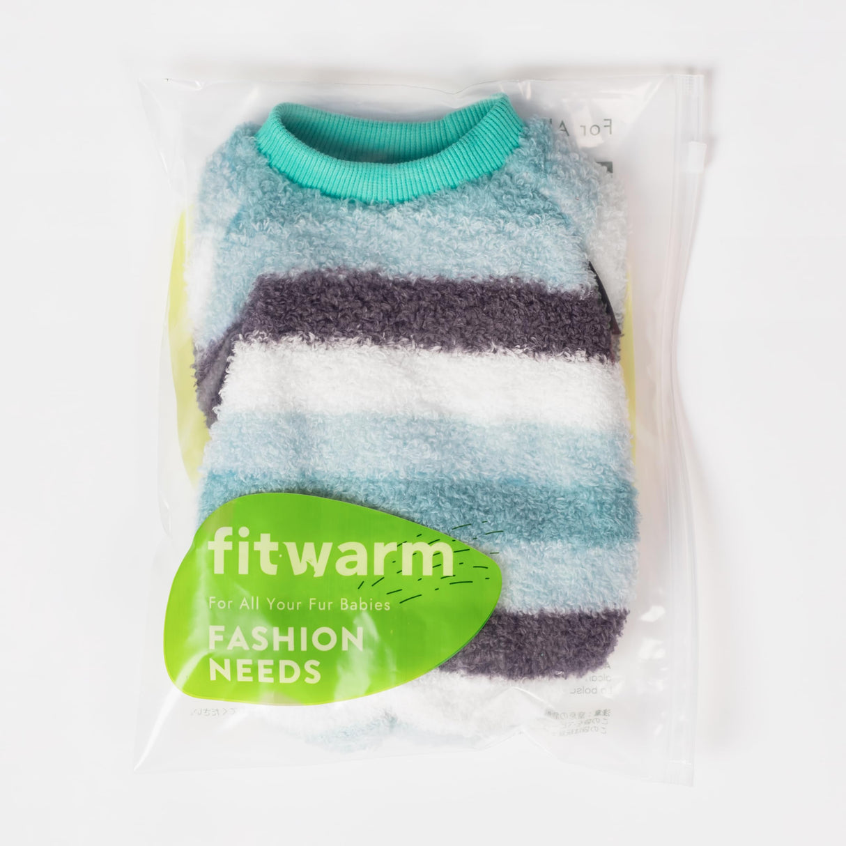Fitwarm Fuzzy Striped Dog Fleece Pajamas, Warm Winter Clothes for Small Dogs Boy Girl, Cozy Pet Onesie with Feet, Light Sea Green, Black, White, XL