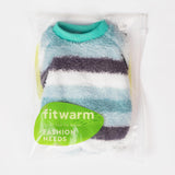 Fitwarm Fuzzy Striped Dog Fleece Pajamas, Warm Winter Clothes for Small Dogs Boy Girl, Cozy Pet Onesie with Feet, Light Sea Green, Black, White, XL