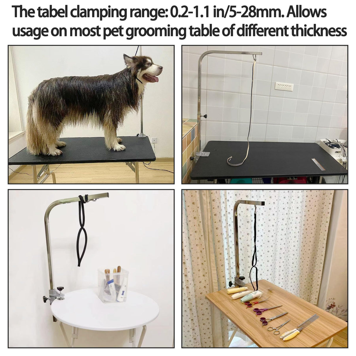 foxwake Pet Grooming Table Arms Clamp Metal, Heavy Duty Aluminium Alloy Dog Cat Hair Cut Holder Accessories Fixture Fixation (Inner Dia 22 * 22mm)