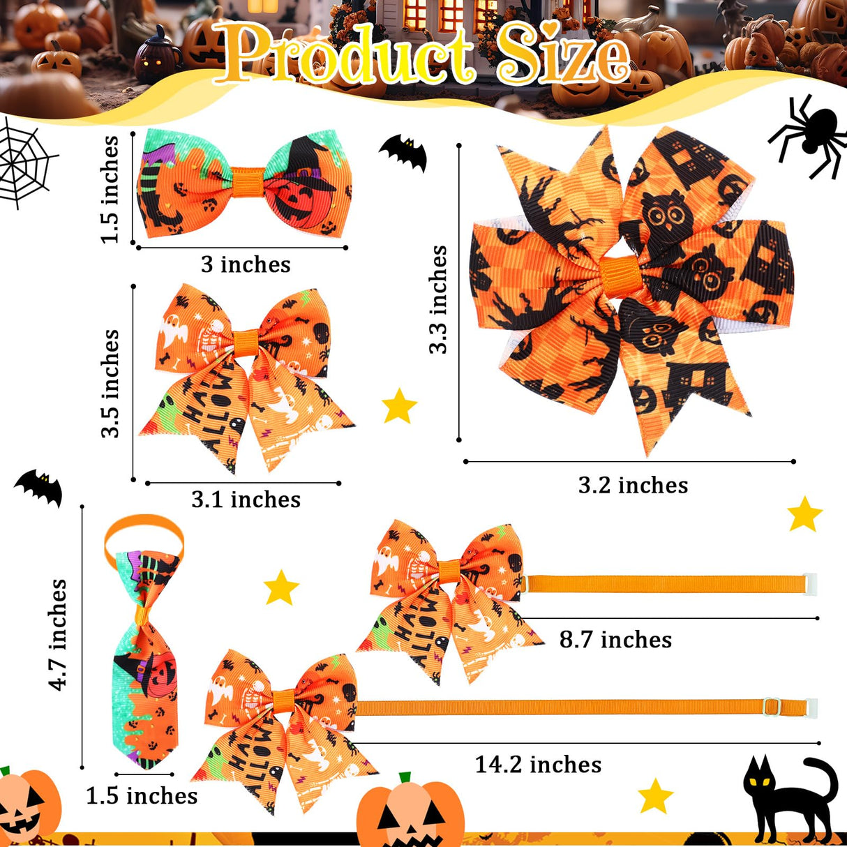 Talltalk 360 Pcs Valentines Day Dog Bow Ties Collars Set Adjustable St Patricks Day Dogs Neckties Grooming Supplies for Small Medium Large Easter Christmas Pet Cat Decoration(Pumpkin)