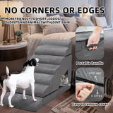 LitaiL 7-Step Dog Stairs for High Beds 30-36" Tall Dog Ramp for Small and Older Pets, Non-Slip Pet Steps, Grey