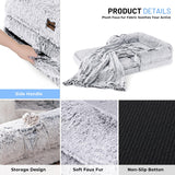 ZOMISIA Human Dog Bed for Adult, 2 in 1 Foldable Giant Dog Bed for People Fits Pet Families, Egg Foam Supportive Mat, Waterproof Liner, Faux Fur Human Size Pet Bed with Blanket, 71"x43"x10", Grey