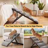 Veehoo Dog Ramp for Bed Couch for Small to Large Dog, Foldable Ramp for Dogs to Get on Bed 5 Adjustable Height from 17" to 23", Pet Cat Stairs Doggy Steps Non Slip with Metal Frame, Up to 130lbs