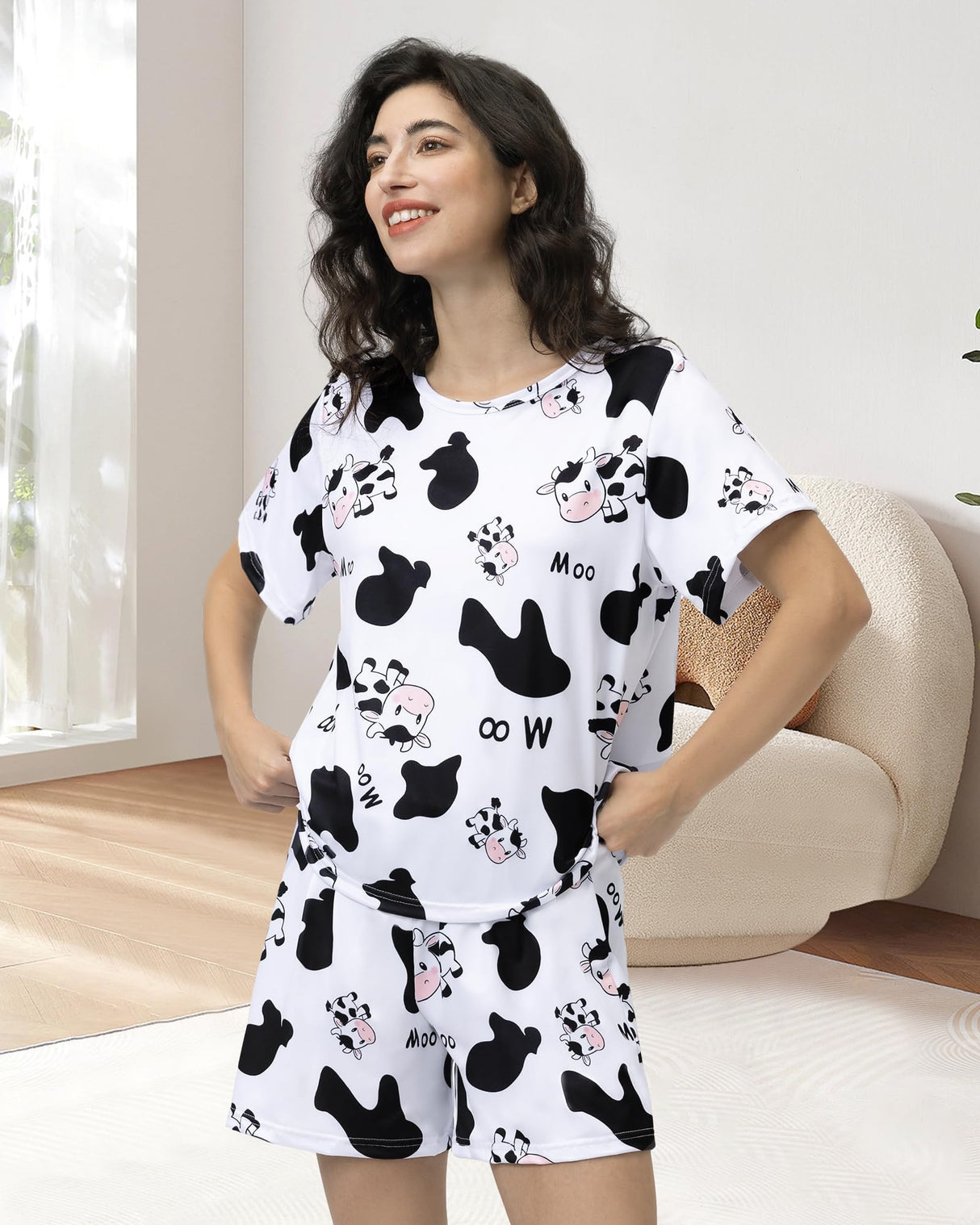 XPUDAC Matching Dog and Owner Clothes Womens Pajama Set Loungewear Short Sleeve Tee and Shorts, Owner and Pet Pajamas Are Sold Separately, S Black