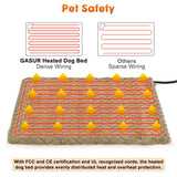 GASUR Heated Cat Bed, Waterproof Cat Heating Pad Indoor w/Timer, Temp Adjustable Pet Heating Pads for Cats Dogs, Auto Power-Off, Cats Warming Bed w/Remove Washable Cover, Anti-Chew,35''x24'', Large