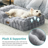COZY KISS Orthopedic Dog Bed for Extra Large Dog, Soft and Warm Faux Fur Sofa for Giant Pet Up to 150 lbs, Foam Bolster Anti-Slip Couch with Washable Removable Cover, XXL 48x35x8 inch, Grey