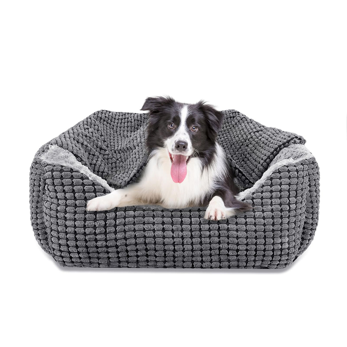 GASUR Dog Beds for Large Medium Small Dogs, Rectangle Cave Hooded Blanket Puppy Bed, Luxury Anti-Anxiety Orthopedic Cat Beds for Indoor Cats, Warmth and Machine Washable (25 inches, Grey)